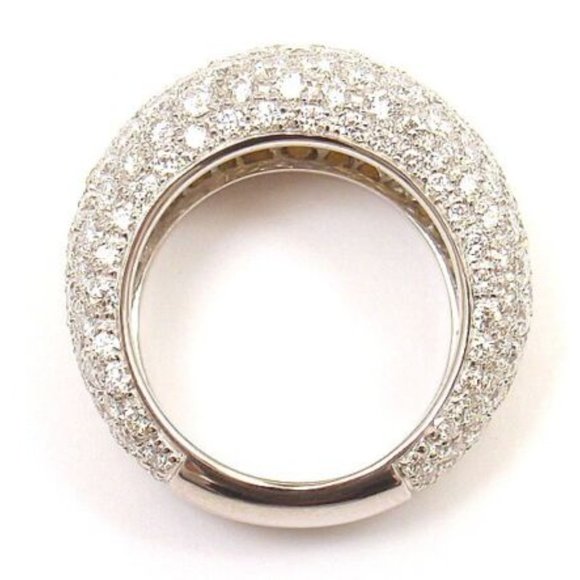 Authentic! Chopard 18k White Gold Yellow Sapphire Diamond Wave Wide Band Ring - Picture 10 of 12